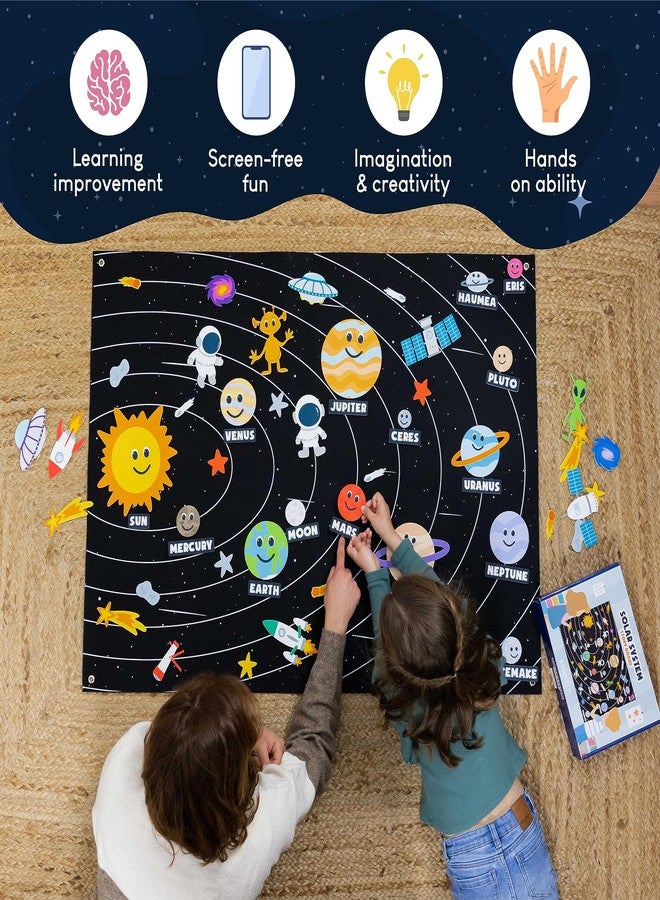 BONNYCO Solar System for Kids Toys with 61 Felt Figures. Space Montessori Toys, Girls Boys Birthday Gifts Planets. Felt Board for Toddlers Story, Educational Kids Gifts 3 4 5 6 7 8 Years, Christmas - Image 5
